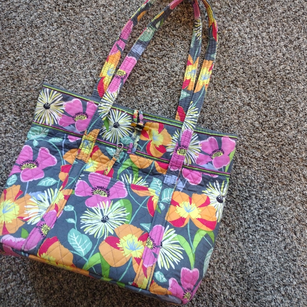 Vera Bradley Quilted Jazzy Blooms Large Tote Bag